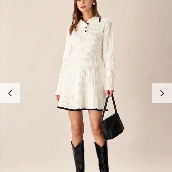 RIHOAS Cream Cable Knit Sweater with Black Trim - Picture 5 of 5